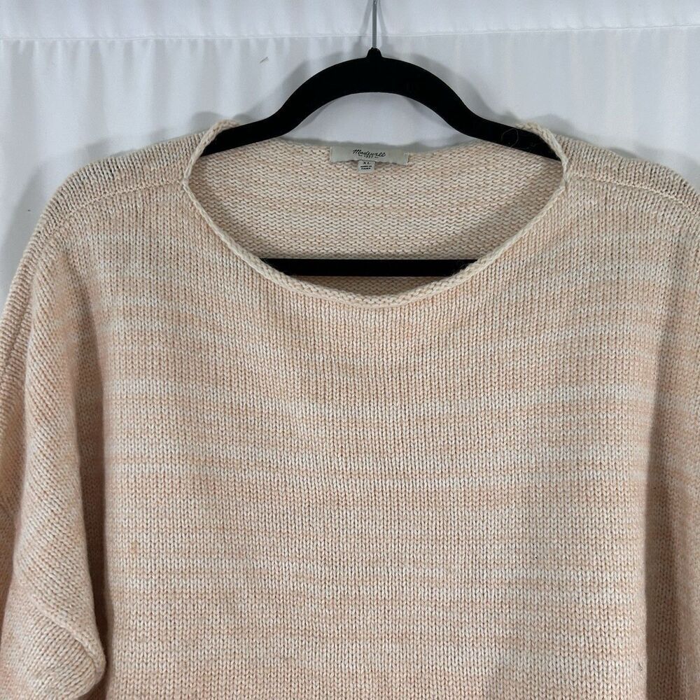 Madewell Wool Blend Sweater Women's XL Beige Knit Mohair Yak Hair Round Neck - Picture 2 of 7
